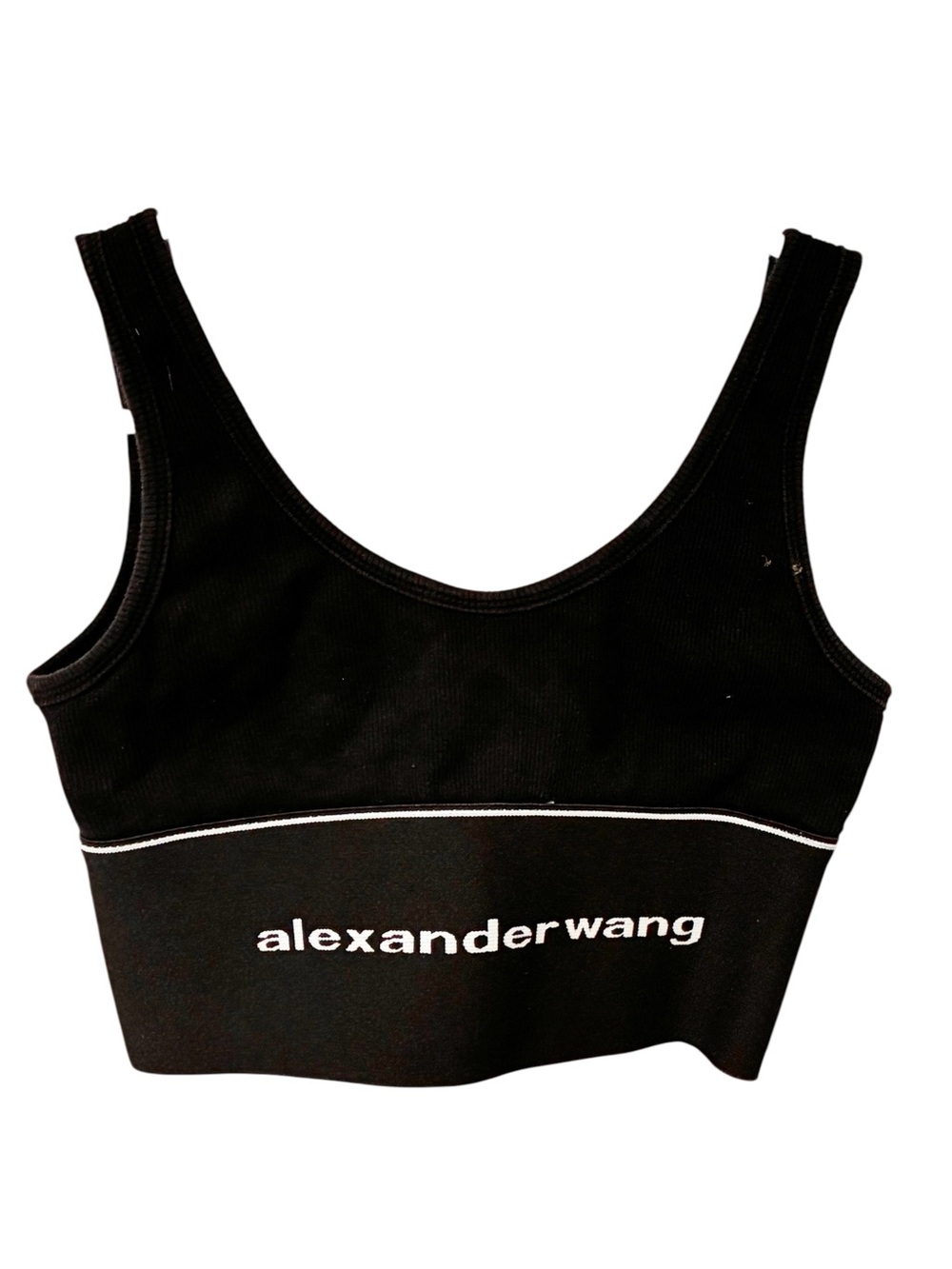 Alexander Wang logo elastic bra in ribbed jersey in Black Tank Top Size XL